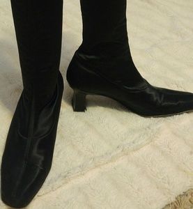 BCBG MAX AZRIA black satin boots